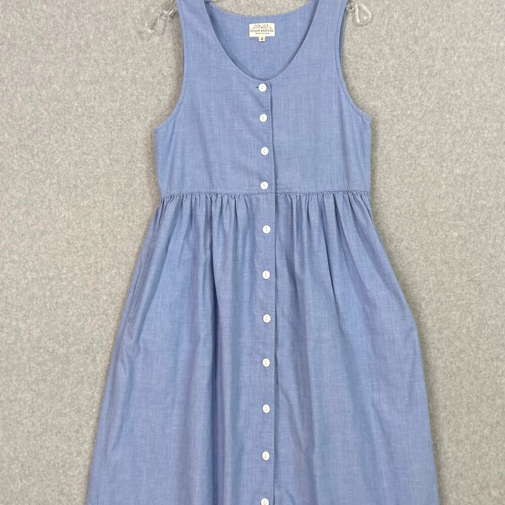 Vtg Susan Bristol Chambray Jumper Dress Size 6 Full Button Cottagecore Country - Picture 4 of 13